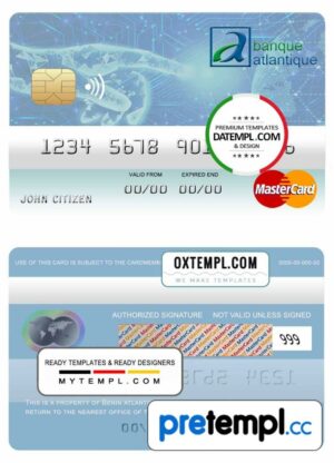 Beninois Atlantique bank mastercard example in PSD format, fully editable