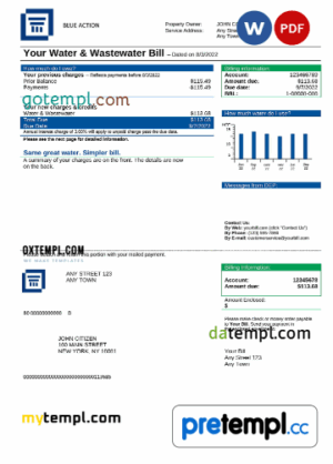# blue action universal multipurpose utility bill download, Word and PDF example