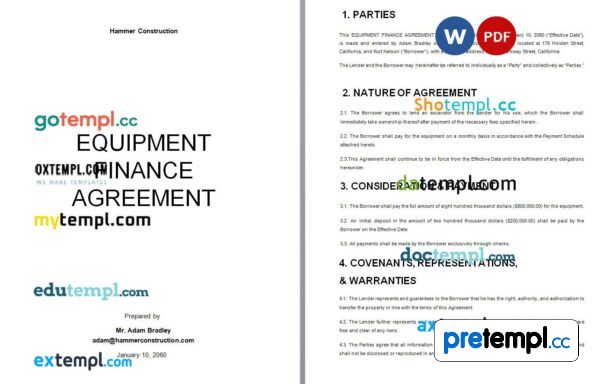 Copy of Equipment Finance Agreement example, fully aditable