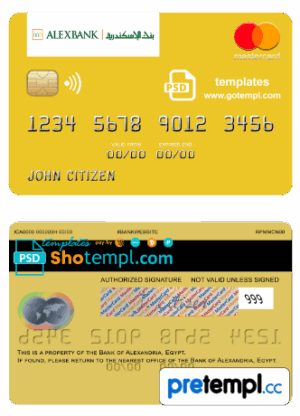 Egyptian Bank of Alexandria mastercard example in PSD format