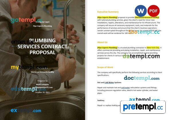 free download job contract proposal example, Word and PDF format