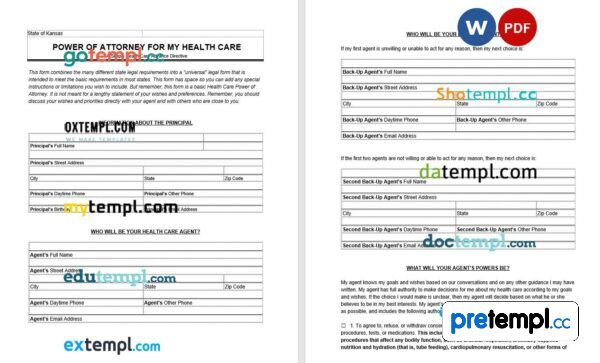 Kansas Medical Power of Attorney example, fully editable