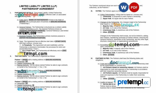 Limited Liability Limited Partnership LLLP Agreement Word example, fully editable