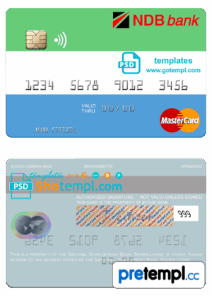 Sierra Leone National Development Bank mastercard example in PSD format