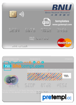 Timor-Leste Banco Nacional Ultramarino building mastercard example in PSD format