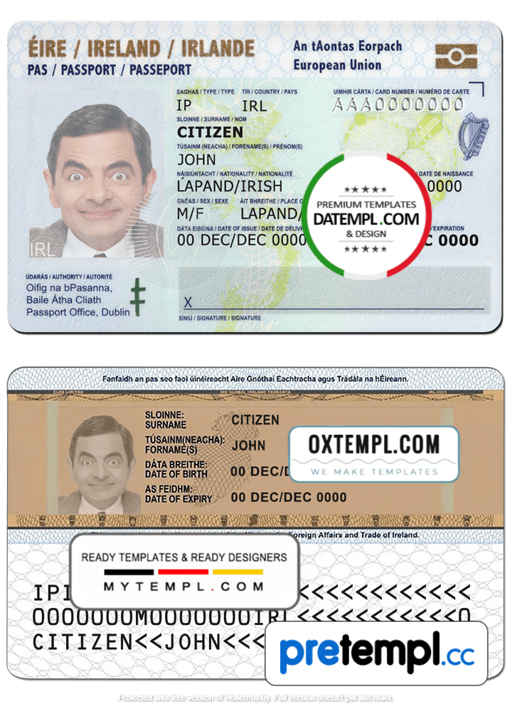 Irish ID Example In PSD Format Fully Editable With All Fonts Pretempl Irish ID Example In PSD Format Fully Editable With All Fonts Pretempl