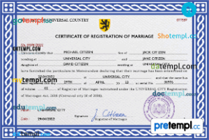 # tickle universal marriage certificate PSD example, fully editable