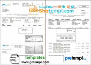 USA Dell Technologies invoice example in Word and PDF format, fully editable
