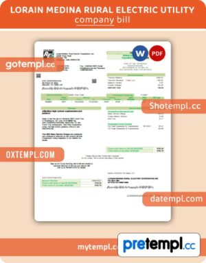 Lorain Medina Rural Electric business utility bill, Word and PDF template