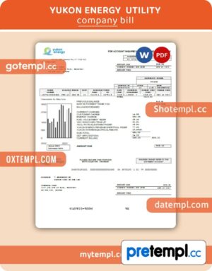 Yukon Energy business utility bill, PDF and WORD template