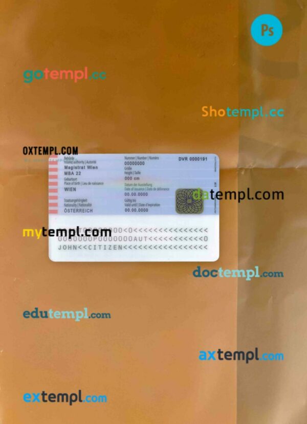 Austria ID card PSD files, scan and photo taken image, 2 in 1 - Image 2