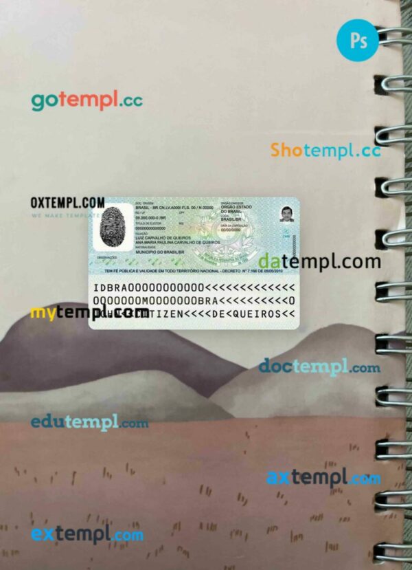 Brazil ID card editable PSD files, scan look and photo-realistic look, 2 in 1 (from 2009) - Image 2