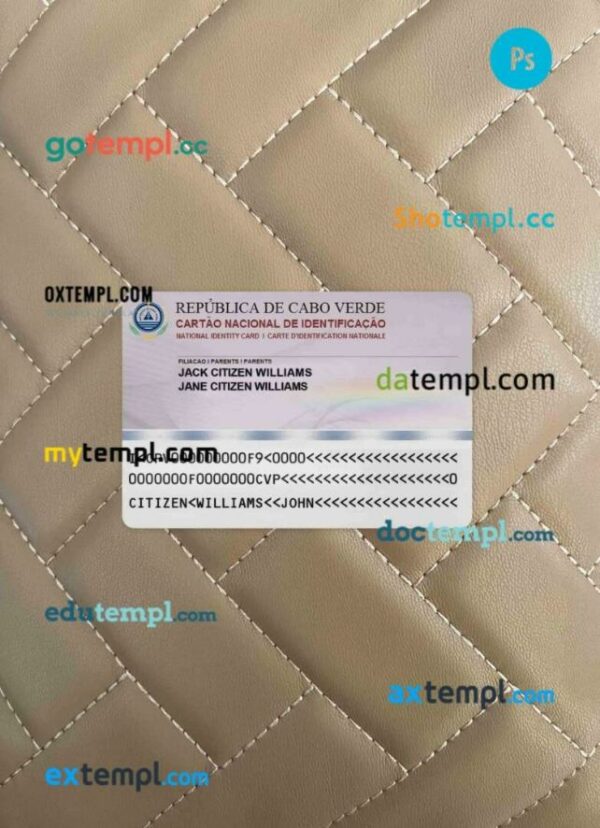 Cabo Verde ID card editable PSD files, scan look and photo-realistic look, 2 in 1 - Image 2