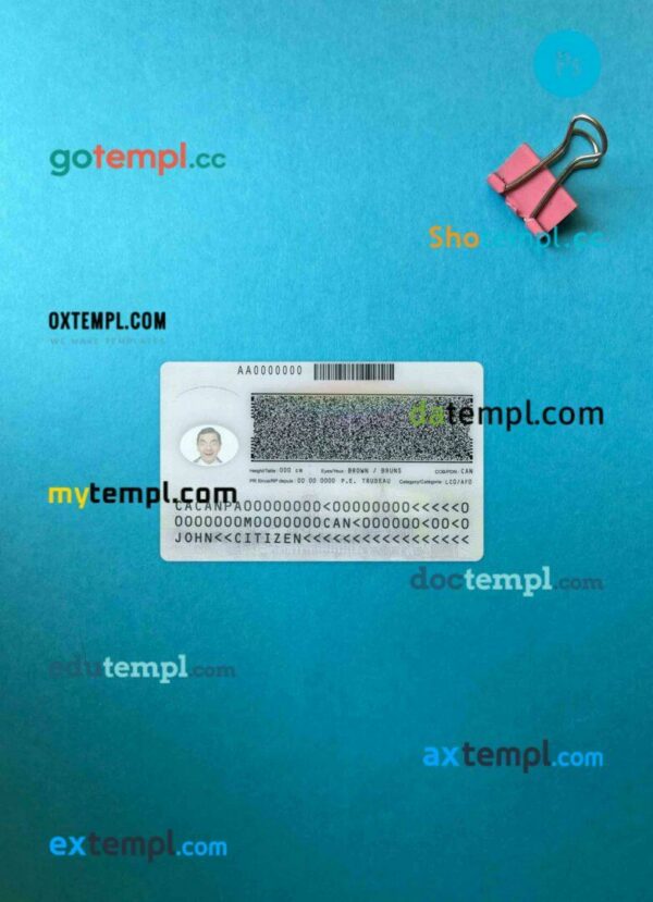 Canada Permanent resident card PSD files, scan look and photographed image, 2 in 1 - Image 2