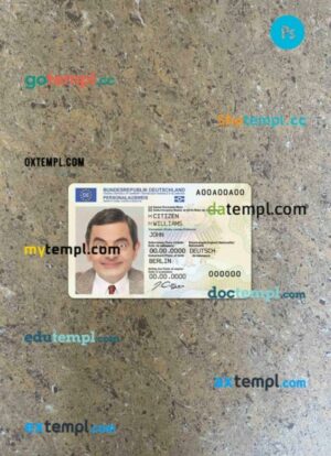 Germany ID card PSD files, scan look and photographed image, 2 in 1 (2021-present)