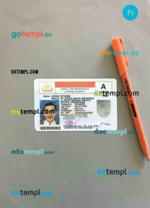 Indonesia driving license PSD files, scan look and photographed image, 2 in 1