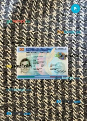 Italy ID card editable PSD files, scan look and photo-realistic look, 2 in 1 (2016-present)