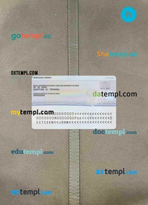 Italy residence permit new editable PSDs, scan and photo-realistic snapshot, 2 in 1 - Image 2