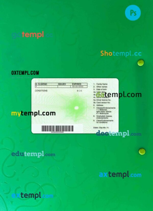 New Zealand green driving license PSD files, scan look and photographed image, 2 in 1 (fully qualified) - Image 2