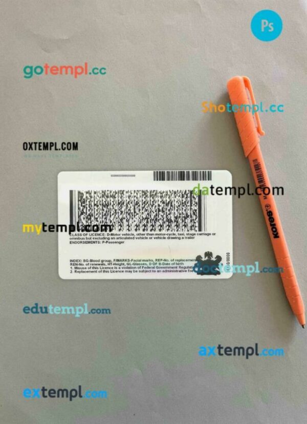 Nigeria driving license editable PSD files, scan look and photo-realistic look, 2 in 1 - Image 2