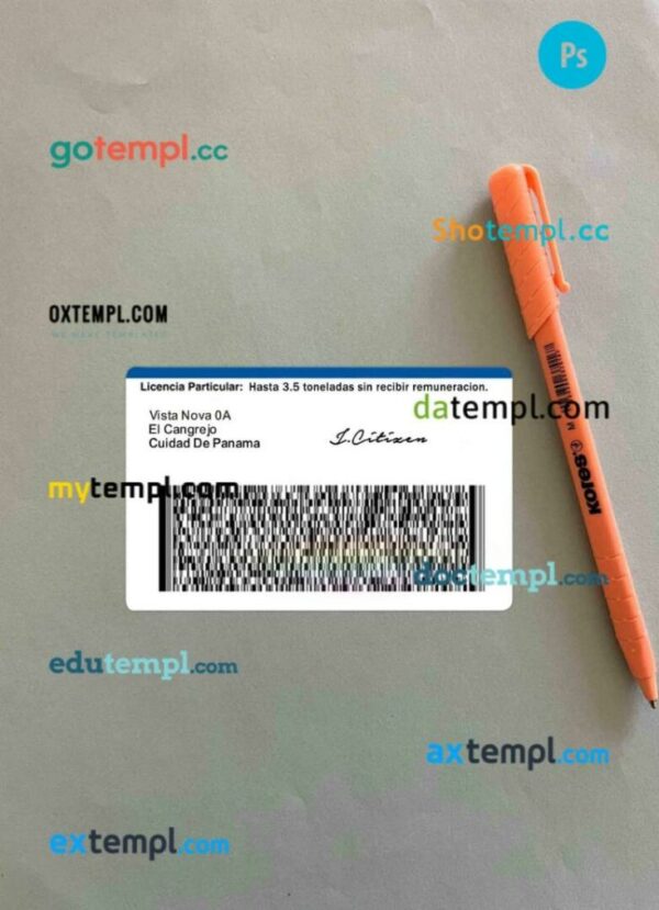 Panama driving license PSD files, scan look and photographed image, 2 in 1 - Image 2