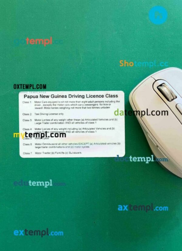 Papua New Guinea driving license editable PSD files, scan look and photo-realistic look, 2 in 1 - Image 2