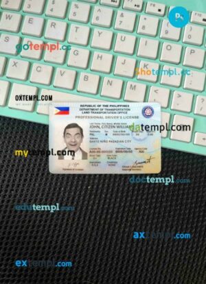 Philippines driving license PSD files, scan look and photographed image, 2 in 1