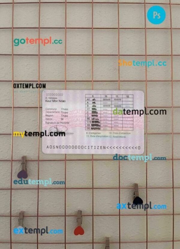 Senegal driving license PSD files, scan look and photographed image, 2 in 1 - Image 2