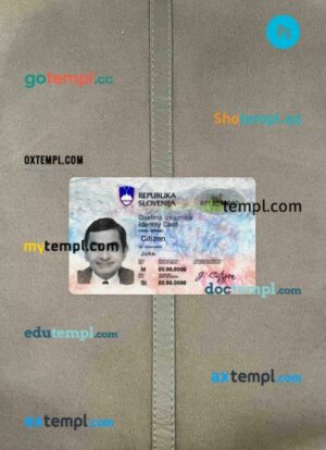 Slovenia ID card PSD files, scan look and photographed image, 2 in 1