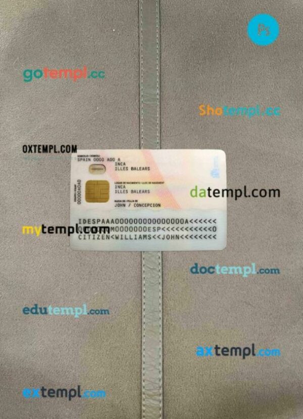 Spain ID card editable PSD files, scan and photo taken image, 2 in 1 - Image 2