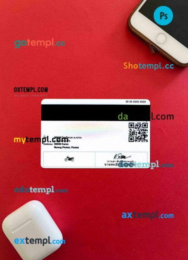 Thailand driving license editable PSD files, scan look and photo-realistic look, 2 in 1 - Image 2