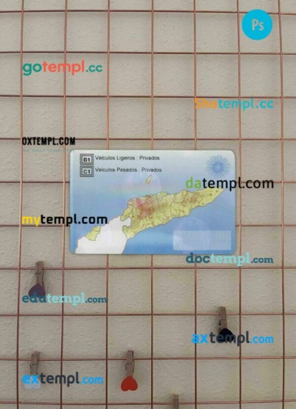 Timor Leste driving license PSD files, scan look and photographed image, 2 in 1 - Image 2