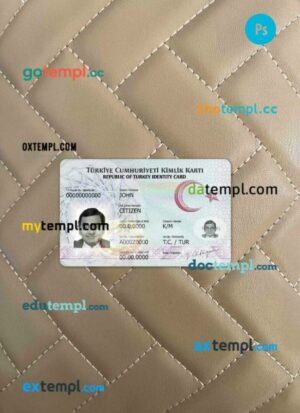 Turkey ID card PSD files, scan look and photographed image, 2 in 1