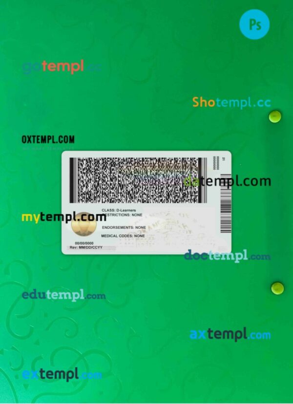 USA Arkansas driving license PSD files, scan look and photographed image, 2 in 1 - Image 2