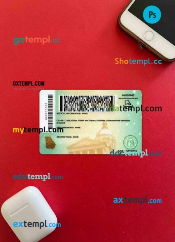 USA Georgia driving license PSD files, scan look and photographed image, 2 in 1 (2019-present) - Image 2