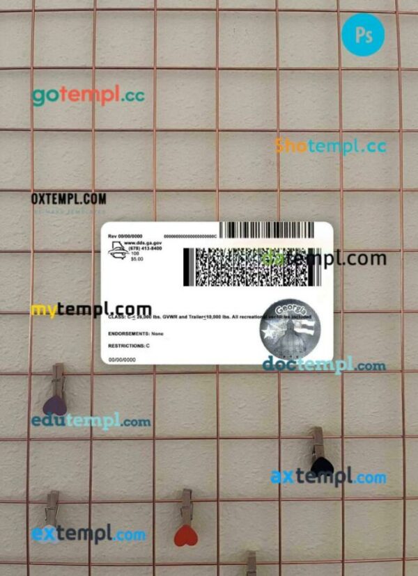 USA Georgia driving license editable PSD files, scan look and photo-realistic look, 2 in 1 (2017-2019) - Image 2