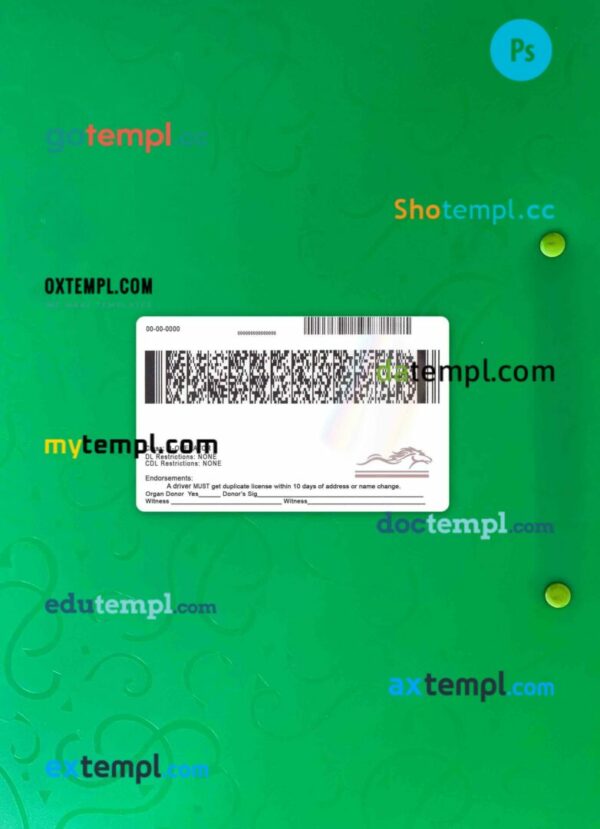 USA Kentucky driving license PSD files, scan look and photographed image, 2 in 1 - Image 2