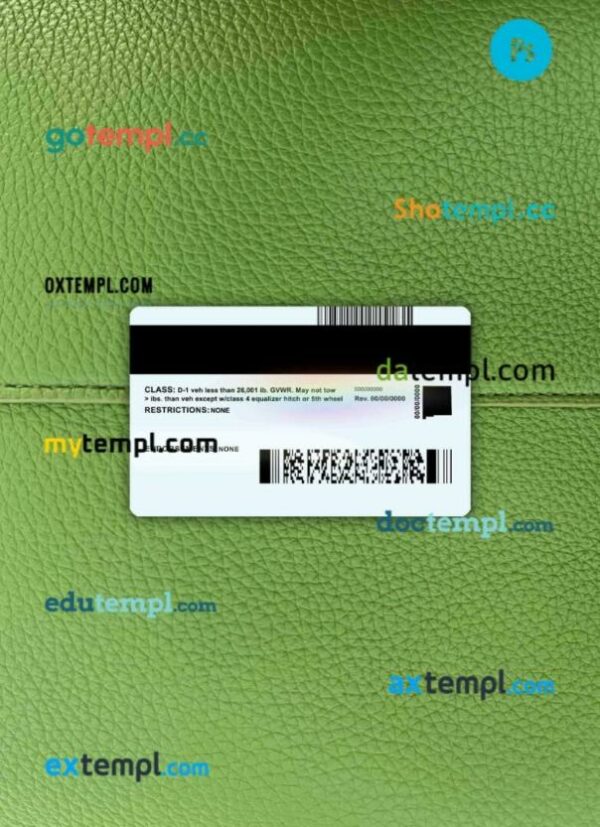 USA State New Mexico driving license editable PSD files, scan look and photo-realistic look, 2 in 1 - Image 2