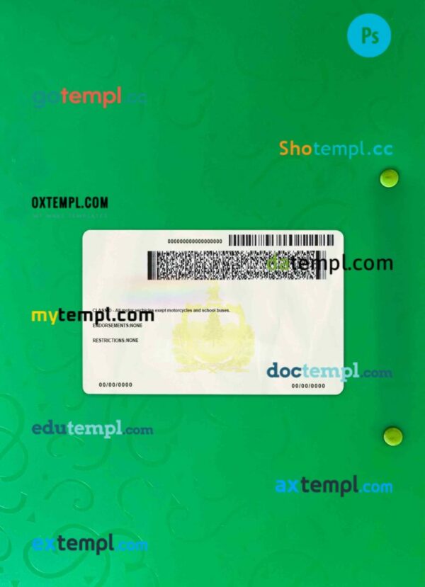 USA Vermont driving license editable PSD files, scan look and photo-realistic look, 2 in 1, under 21 - Image 2