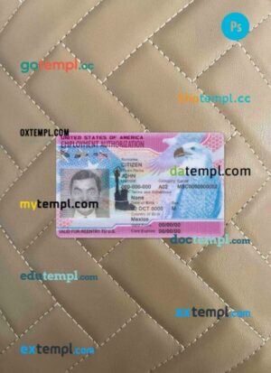 USA employment authorization editable PSDs, scan and photo-realistic snapshot, 2 in 1