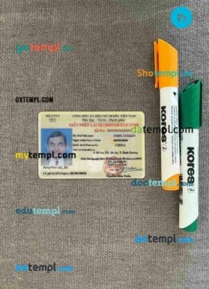 Vietnam driving license PSD files, scan look and photographed image, 2 in 1
