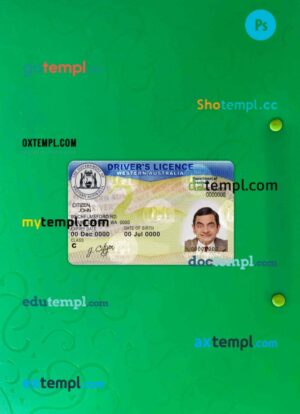 Western Australia driving license editable PSD files, scan look and photo-realistic look, 2 in 1