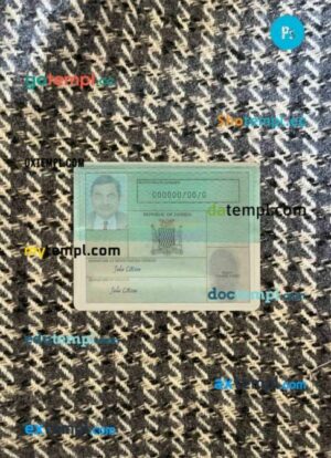Zambia national registration card editable PSDs, scan and photo-realistic snapshot, 2 in 1