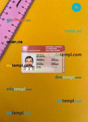 Australia New South Wales national license PSD files, scan look and photographed image, 2 in 1