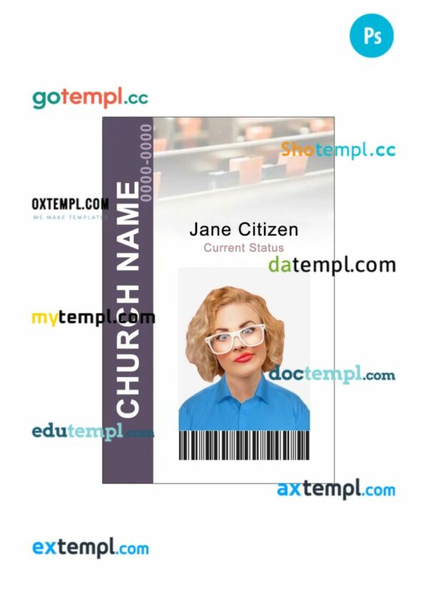 Church ID card PSD template, version 4