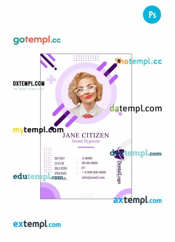 Dental clinic ID card PSD template, version 3