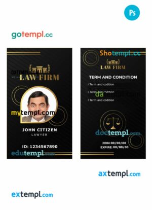 Law company lawyer ID card PSD template