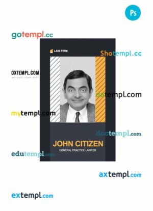 Law firm ID card PSD template, version 2