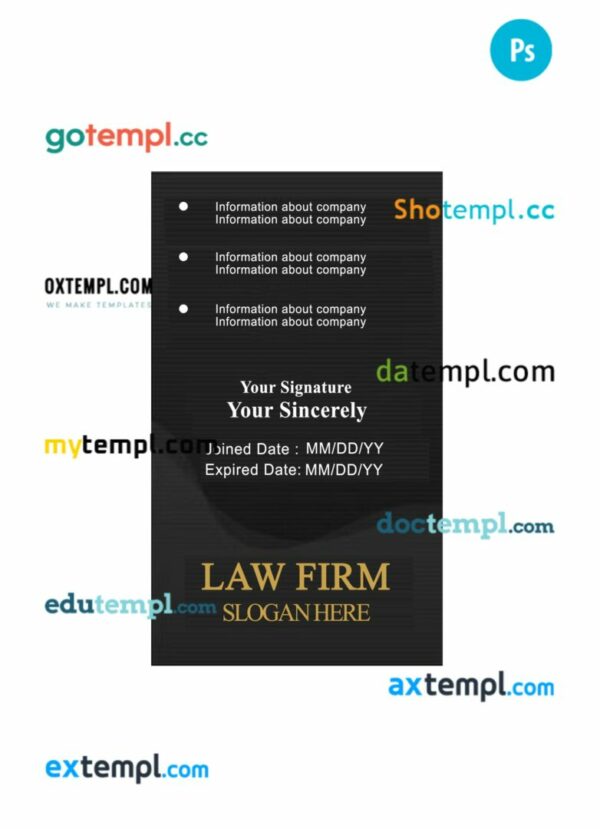 Law firm ID card PSD template, version 3 - Image 2