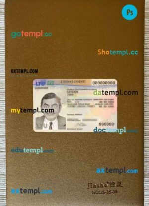 Lithuania residence permit editable PSD files, scan look and photo-realistic look, 2 in 1